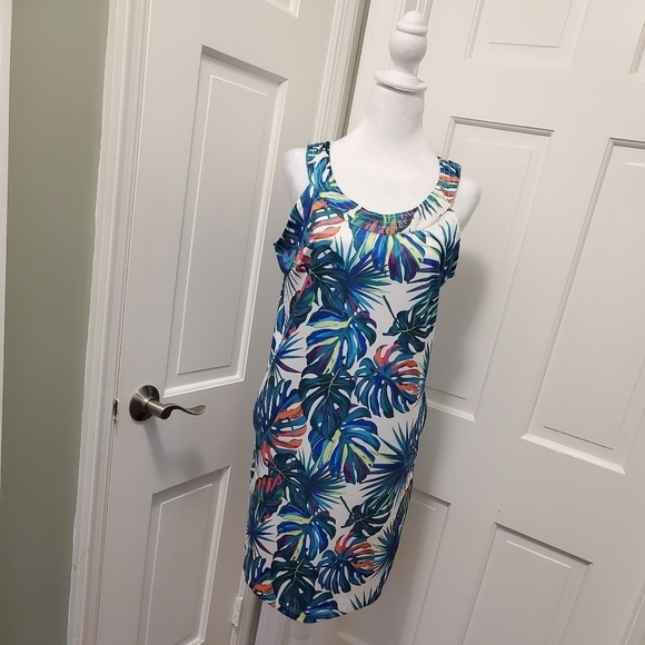 Caribbean Joe Tropical Print Tank Dress Size Medium, Beachwear, Colorful - Picture 2 of 12